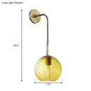GobekUsa Retro Glass Globe Wall Lamp: Pink/Yellow/Blue with Brass Finish