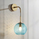 GobekUsa Retro Glass Globe Wall Lamp: Pink/Yellow/Blue with Brass Finish