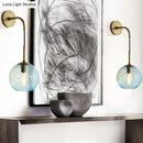 GobekUsa Retro Glass Globe Wall Lamp: Pink/Yellow/Blue with Brass Finish