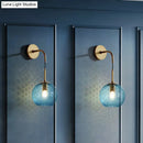 GobekUsa Retro Glass Globe Wall Lamp: Pink/Yellow/Blue with Brass Finish