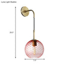 GobekUsa Retro Glass Globe Wall Lamp: Pink/Yellow/Blue with Brass Finish