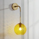 GobekUsa Retro Glass Globe Wall Lamp: Pink/Yellow/Blue with Brass Finish
