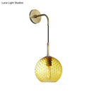 GobekUsa Retro Glass Globe Wall Lamp: Pink/Yellow/Blue with Brass Finish