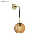 GobekUsa Retro Glass Globe Wall Lamp: Pink/Yellow/Blue with Brass Finish