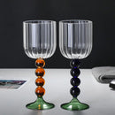 Retro blue & green ribbed wine glass twister stem dining room cup by Decorbites