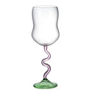 Retro blue & green ribbed wine glass twister stem dining room cup by Decorbites