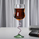 Retro blue & green ribbed wine glass twister stem dining room cup by Decorbites