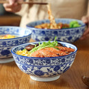 GobekUsa Blue and White Retro Ceramic Soup Noodle Bowl
