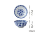 GobekUsa Blue and White Retro Ceramic Soup Noodle Bowl