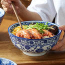 GobekUsa Blue and White Retro Ceramic Soup Noodle Bowl