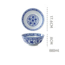 GobekUsa Blue and White Retro Ceramic Soup Noodle Bowl