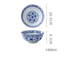 GobekUsa Blue and White Retro Ceramic Soup Noodle Bowl