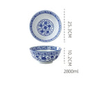 GobekUsa Blue and White Retro Ceramic Soup Noodle Bowl