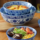 GobekUsa Blue and White Retro Ceramic Soup Noodle Bowl