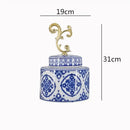 GobekUsa Blue & White Porcelain Covered Vase Jar: Retro Chinese Home Decor Flower Arrangement & Organization