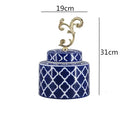 GobekUsa Blue & White Porcelain Covered Vase Jar: Retro Chinese Home Decor Flower Arrangement & Organization
