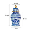 GobekUsa Blue & White Porcelain Ginger Jar: Retro Tea Caddy Vase Desk Decoration