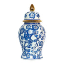 GobekUsa Blue & White Porcelain Ginger Jar: Retro Tea Caddy Vase Desk Decoration