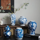 GobekUsa Blue White Porcelain Vase Chinese Retro Flower Arrangement Pot