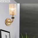 GobekUsa Retro Crystal Wall Sconce - 1 Light Brass Fixture for Living Room