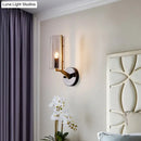 GobekUsa Retro Black Tube Wall Light with Transparent Glass Sconce - Brass Arm Fixture