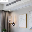 GobekUsa Retro Black Tube Wall Light with Transparent Glass Sconce - Brass Arm Fixture