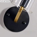 GobekUsa Retro Black Tube Wall Light with Transparent Glass Sconce - Brass Arm Fixture