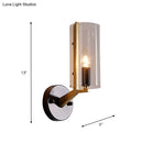GobekUsa Retro Black Tube Wall Light with Transparent Glass Sconce - Brass Arm Fixture