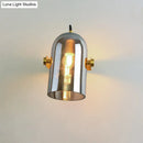 GobekUsa Cloche Sconce Light with Amber/Blue/Smoke Gray Glass in Retro Brass Finish - Bedroom Wall Mount