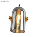 GobekUsa Cloche Sconce Light with Amber/Blue/Smoke Gray Glass in Retro Brass Finish - Bedroom Wall Mount