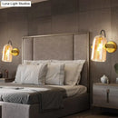 GobekUsa Cloche Sconce Light with Amber/Blue/Smoke Gray Glass in Retro Brass Finish - Bedroom Wall Mount