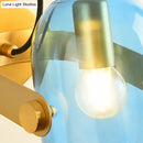 GobekUsa Cloche Sconce Light with Amber/Blue/Smoke Gray Glass in Retro Brass Finish - Bedroom Wall Mount