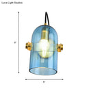 GobekUsa Cloche Sconce Light with Amber/Blue/Smoke Gray Glass in Retro Brass Finish - Bedroom Wall Mount
