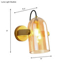GobekUsa Cloche Sconce Light with Amber/Blue/Smoke Gray Glass in Retro Brass Finish - Bedroom Wall Mount