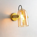 GobekUsa Cloche Sconce Light with Amber/Blue/Smoke Gray Glass in Retro Brass Finish - Bedroom Wall Mount