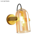 GobekUsa Cloche Sconce Light with Amber/Blue/Smoke Gray Glass in Retro Brass Finish - Bedroom Wall Mount