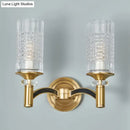 GobekUsa Gridded Crystal Wall Light Retro Brass Sconce for Living Room