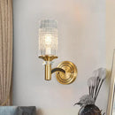 GobekUsa Gridded Crystal Wall Light Retro Brass Sconce for Living Room