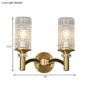 GobekUsa Gridded Crystal Wall Light Retro Brass Sconce for Living Room