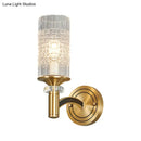 GobekUsa Gridded Crystal Wall Light Retro Brass Sconce for Living Room