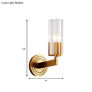 GobekUsa Retro Crystal Ribbed Wall Lamp with Brass Flush Sconce for Living Room - 1/2 Lights