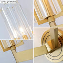 GobekUsa Retro Crystal Ribbed Wall Lamp with Brass Flush Sconce for Living Room - 1/2 Lights