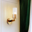 GobekUsa Retro Crystal Ribbed Wall Lamp with Brass Flush Sconce for Living Room - 1/2 Lights
