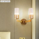 GobekUsa Retro Crystal Ribbed Wall Lamp with Brass Flush Sconce for Living Room - 1/2 Lights