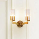 GobekUsa Retro Crystal Ribbed Wall Lamp with Brass Flush Sconce for Living Room - 1/2 Lights