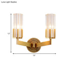 GobekUsa Retro Crystal Ribbed Wall Lamp with Brass Flush Sconce for Living Room - 1/2 Lights
