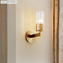 GobekUsa Retro Crystal Ribbed Wall Lamp with Brass Flush Sconce for Living Room - 1/2 Lights