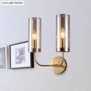 GobekUsa Retro Brass Sconce Wall Mount Lamp with Cylindrical Glass Shade – 1/2 Light Fixture for Living Room