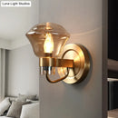 GobekUsa Retro-Style Smoke Gray/Amber Glass Bell Wall Sconce - Brass Wall Mount Light Fixture (1 bulb)"