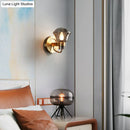 GobekUsa Retro-Style Smoke Gray/Amber Glass Bell Wall Sconce - Brass Wall Mount Light Fixture (1 bulb)"